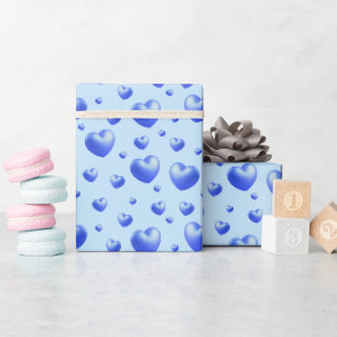 Baby Blue Hearts Wrapping Paper