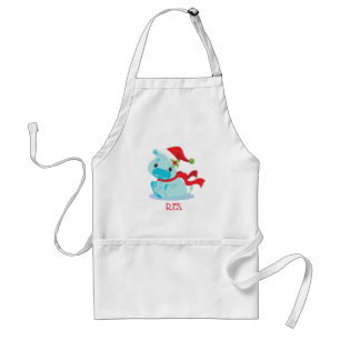 Baby Blue Hippo Christmas Standard Apron