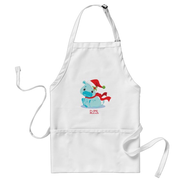 Baby Blue Hippo Christmas Standard Apron (Front)