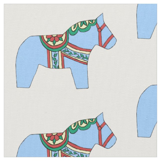 Baby Blue Horse Fabric (Close Up)