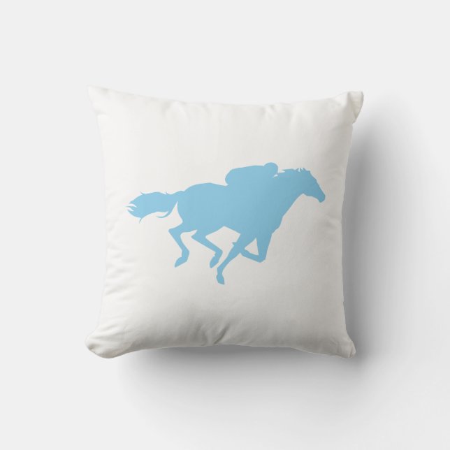 Baby Blue Horse Racing Cushion (Front)