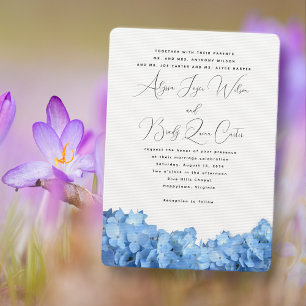 Baby Blue Hydrangea Custom Wedding Invitations