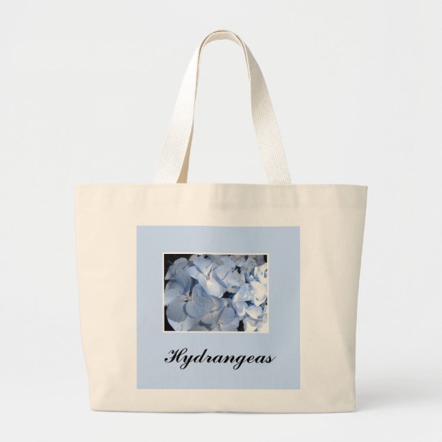 Baby Blue Hydrangeas Large Tote Bag (Front)