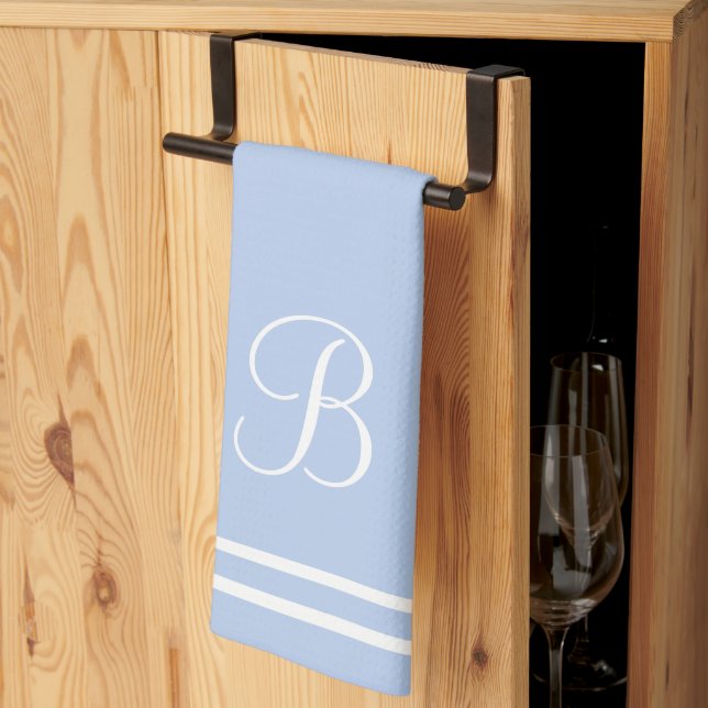 Baby blue initial kitchen towel (Thirds Fold)