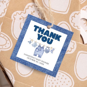 Baby Blue Jean Baby Shower Square Favour Tags
