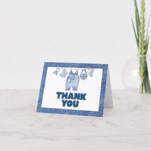 Baby Blue Jean Baby Shower Thank You Card