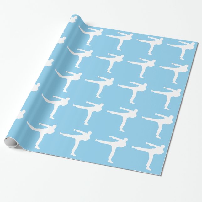 Baby Blue Karate Wrapping Paper (Unrolled)