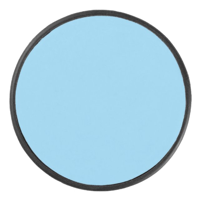 Baby Blue, Light Blue, solid, plain Blue,  Hockey Puck (Front)
