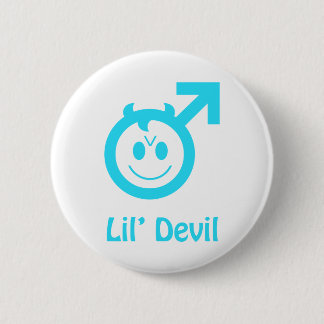Baby Blue Lil Devil Male Symbol 6 Cm Round Badge