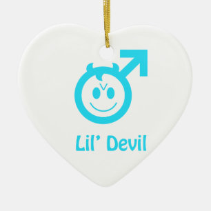 Baby Blue Lil Devil Male Symbol Ceramic Tree Decoration