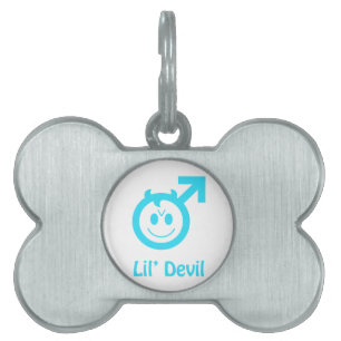 Baby Blue Lil Devil Male Symbol Pet ID Tag