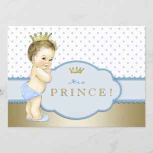 Baby Blue Little Prince Baby Shower Invitation