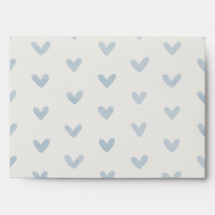 Baby Blue Love Hearts Pattern Offwhite Envelope