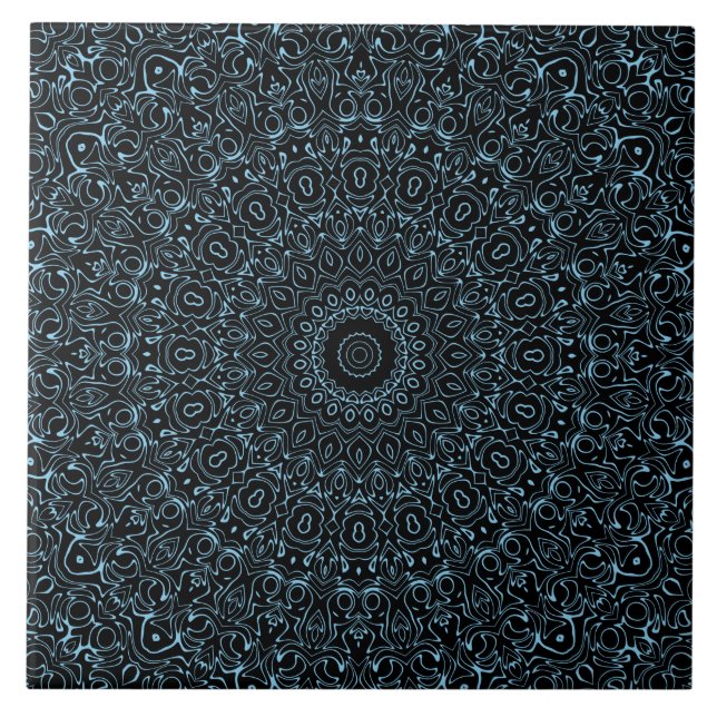 Baby Blue Mandala with Delicate Symmetry Tile (Front)