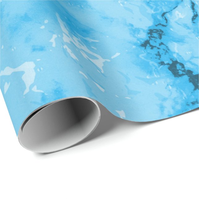 Baby Blue Marble Texture Look Wrapping Paper (Roll Corner)