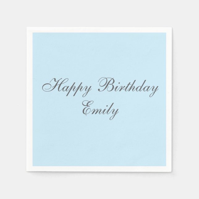 Baby Blue Minimalist Birthday Party Napkins (Front)