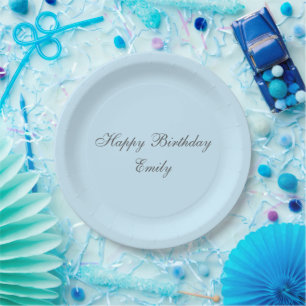 Baby Blue Minimalist Birthday Party Paper Plates