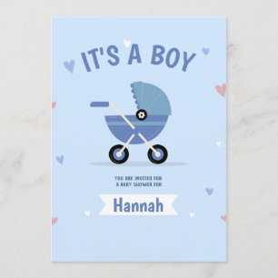 Baby Blue Minimalist Boy Baby Shower Invitation