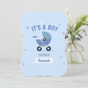 Baby Blue Minimalist Boy Baby Shower Invitation