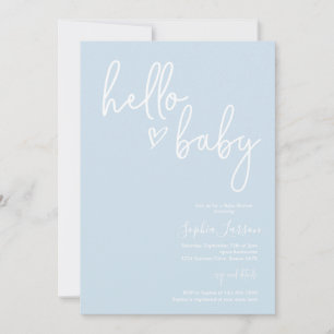 Baby Blue Minimalist Modern Boho Baby Shower Invitation