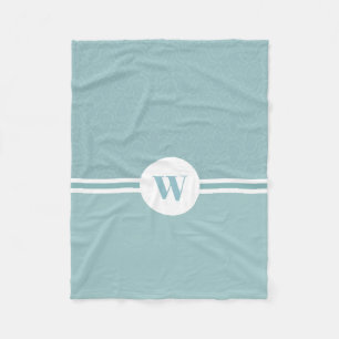 Baby blue modern stripes custom monogram nursery fleece blanket