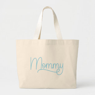 Baby Blue Monoline Mummy Large Tote Bag