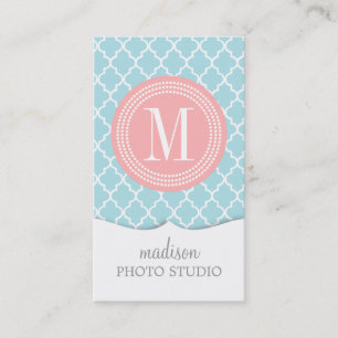 Baby Blue Moroccan Tiles Lattice Personalised Business Card