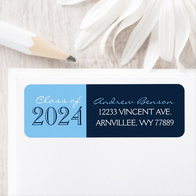 Baby Blue & Navy Graduation Return Address Label (Creator Uploaded)