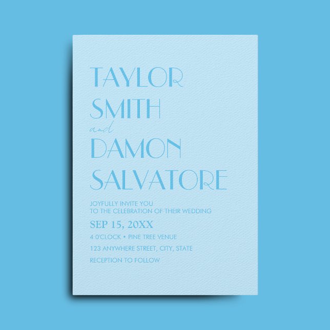 Baby Blue Ocean Bold Retro Wedding Invitation (Creator Uploaded)