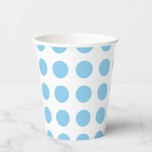 Baby Blue on White Large Size Horiz. Polka Dots Paper Cups