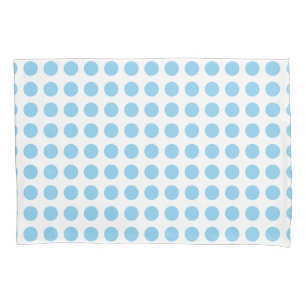 Baby Blue on White Large Size Horiz. Polka Dots Pillowcase