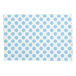Baby Blue on White Large Size Polka Dots Pillowcase