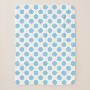 Baby Blue on White Large Size Polka Dots Sherpa Blanket