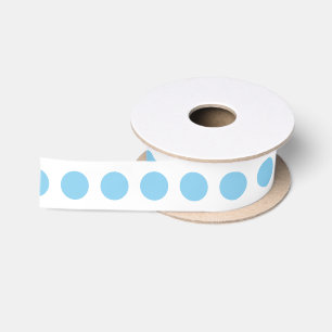 Baby Blue on White Medium Horiz. Polka Dots Ribbon Satin Ribbon