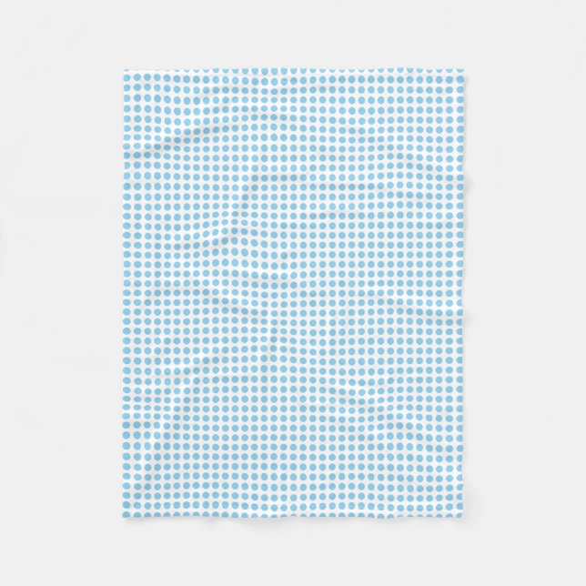 Baby Blue on White Small Horizontal Polka Dots Fleece Blanket (Front)
