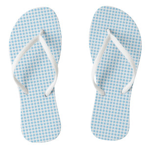 Baby blue on White Small Horizontal Polka Dots Flip Flops