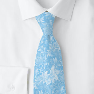 Baby Blue Ornate Botanical Tie