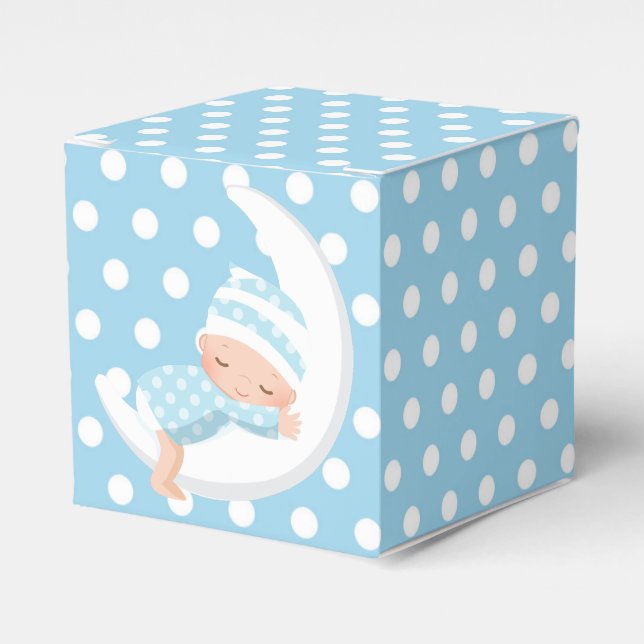 Baby Blue Over The Moon Favour Box  (Front Side)