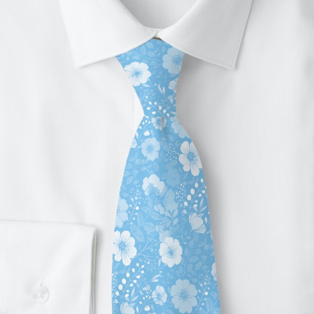 Baby Blue Pansies Tie (Creator Uploaded)