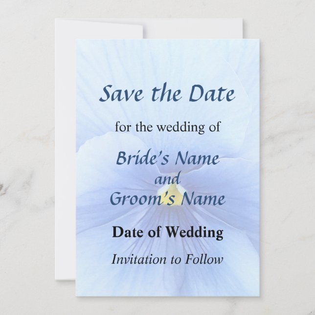 Baby Blue Pansy Save the Date (Front)