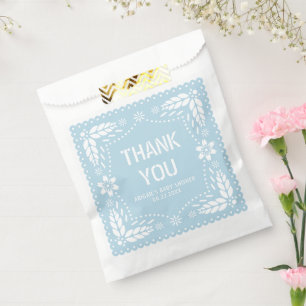 Baby blue papel picado Thank You Baby boy Shower Favour Bags