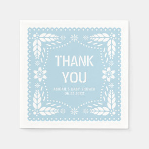 Baby blue papel picado Thank You Baby Boy Shower Napkin