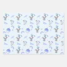 Baby Blue Party Wrapping Paper (set of 3 sheets)