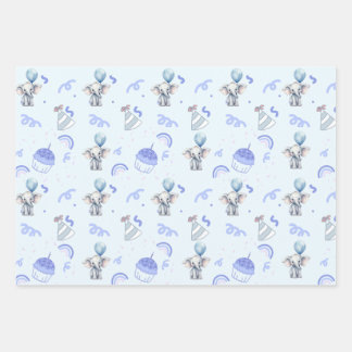Baby Blue Party Wrapping Paper (set of 3 sheets)