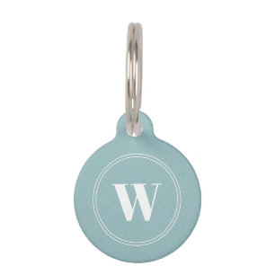 Baby blue pastel modern round monogram pet tag