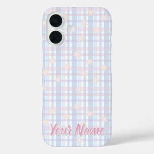 Baby Blue Pastel Plaid Phone Case - Customisable