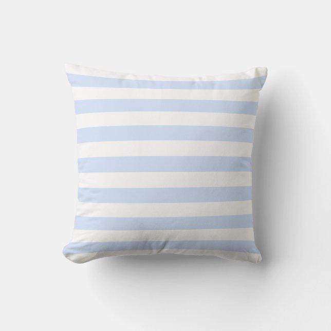 Baby Blue Pastel & White Lines Pattern Cushion (Front)