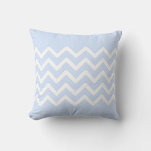 Baby Blue Pastel & White Zigzag Pattern Design Cushion