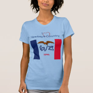 Baby Blue Patriotic Hawkeyes Iowa Flag  T-Shirt
