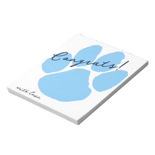 Baby Blue Pawprint Leave the Grad a Note Notepad (Rotated)